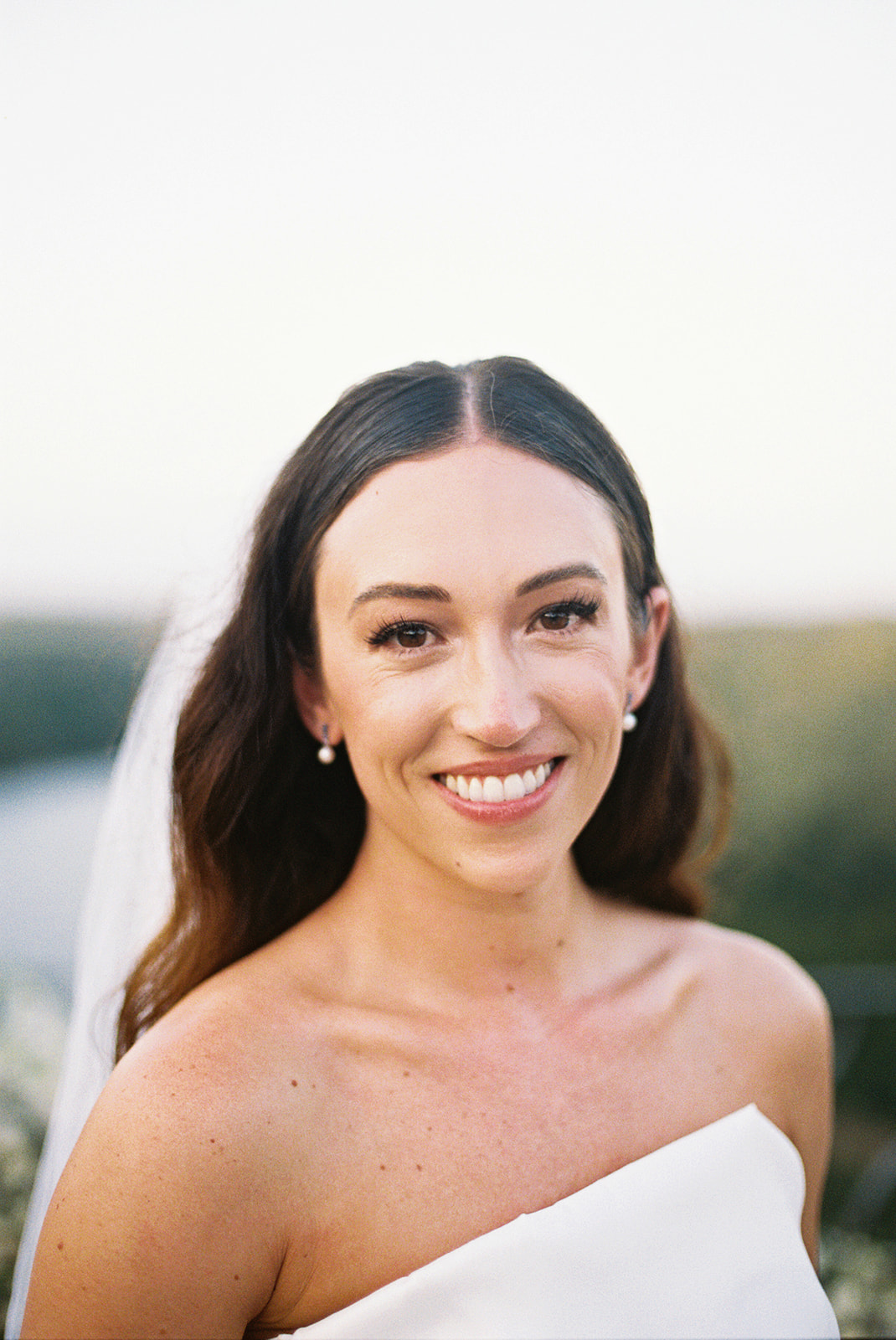 Bride smiling at sunset, Casa de Campo, Dominican Republic