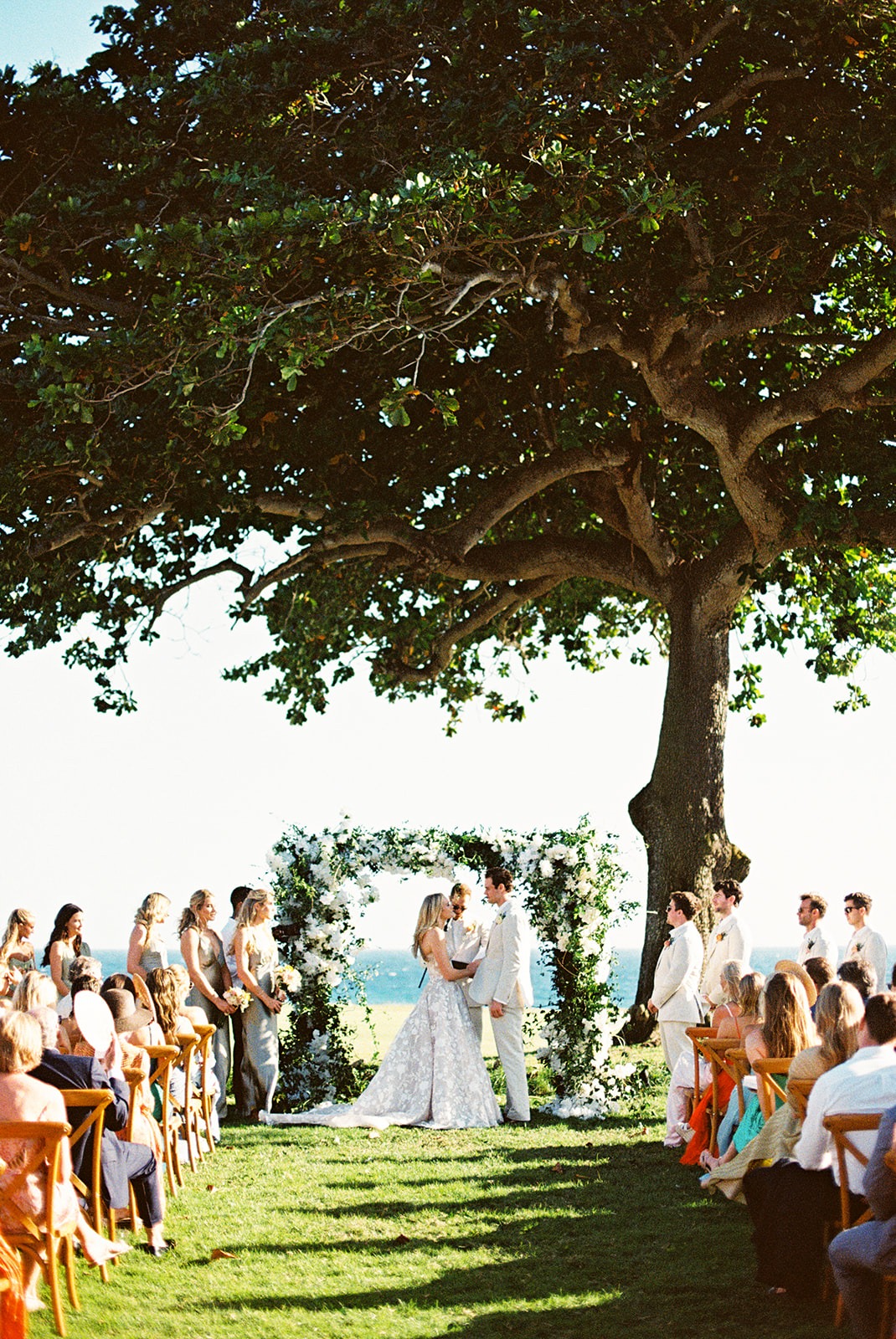 Oceanfront ceremony under tree, Lauren & August's Casa de Campo wedding, Dominican Republic