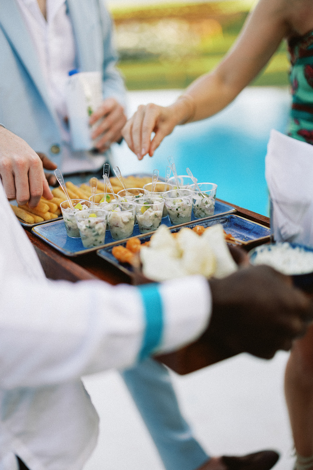 Cocktail hour canapes detail, Lauren & August's Casa de Campo wedding, Dominican Republic