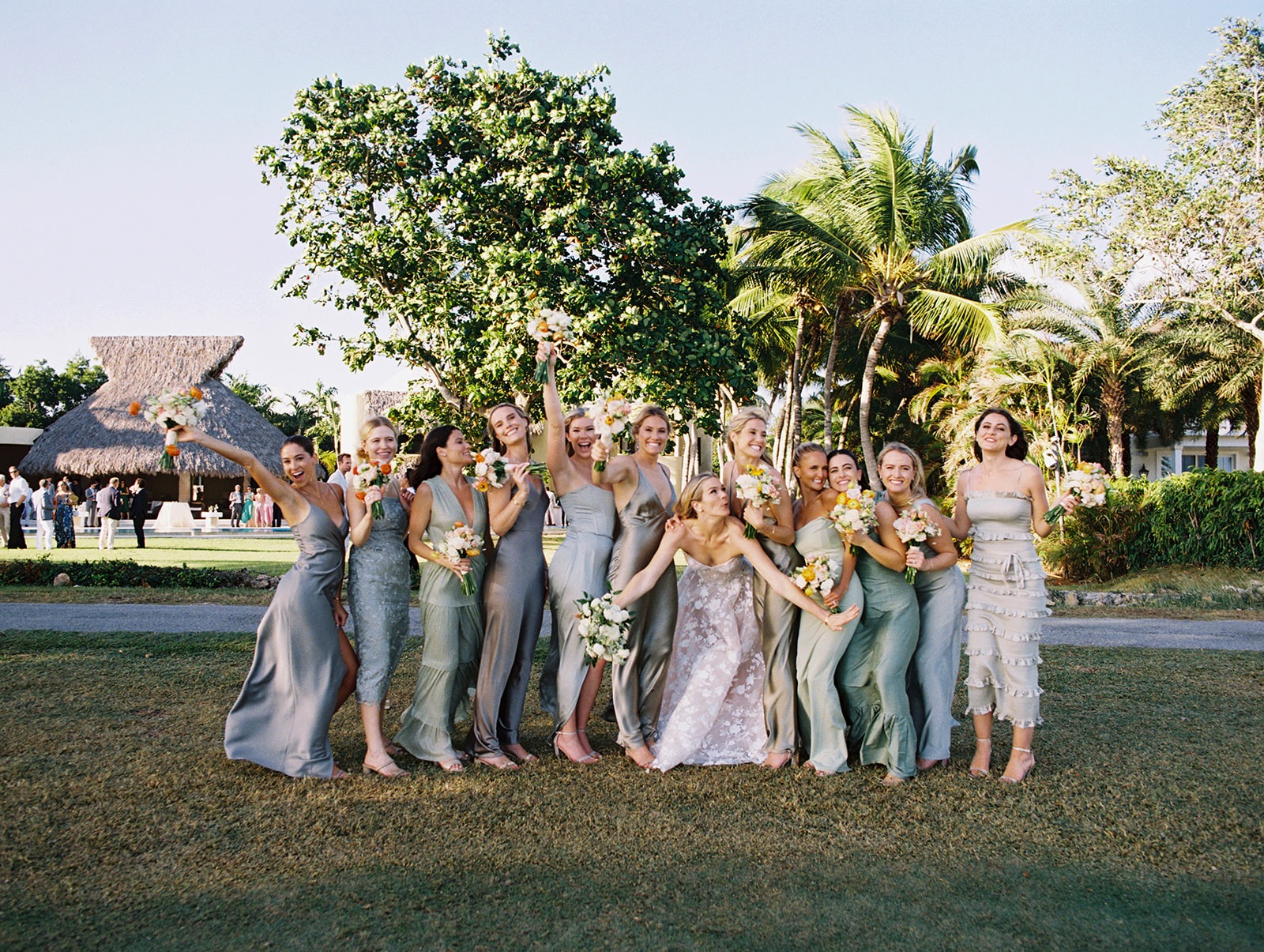 Bride and bridesmaids celebrating 2, Lauren & August's Casa de Campo wedding, Dominican Republic