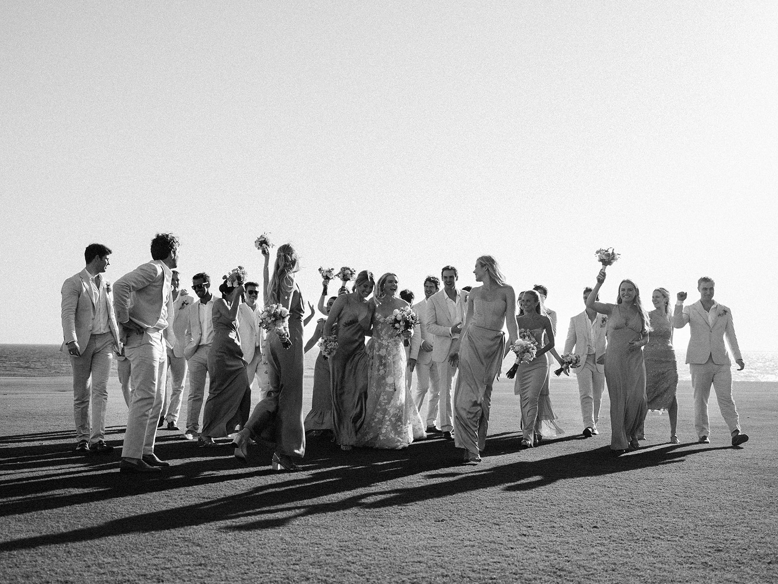 Party black and white group portrait, Lauren & August's Casa de Campo wedding, Dominican Republic