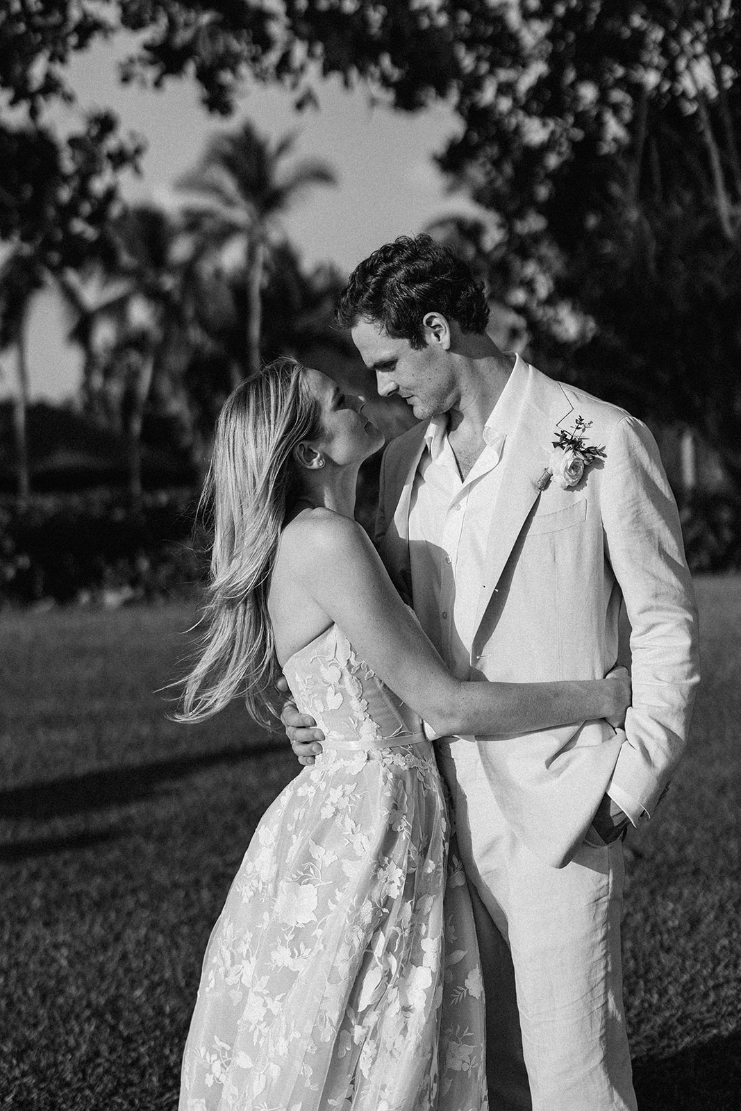 Bride groom portrait black and white, Lauren & August's Casa de Campo wedding, Dominican Republic