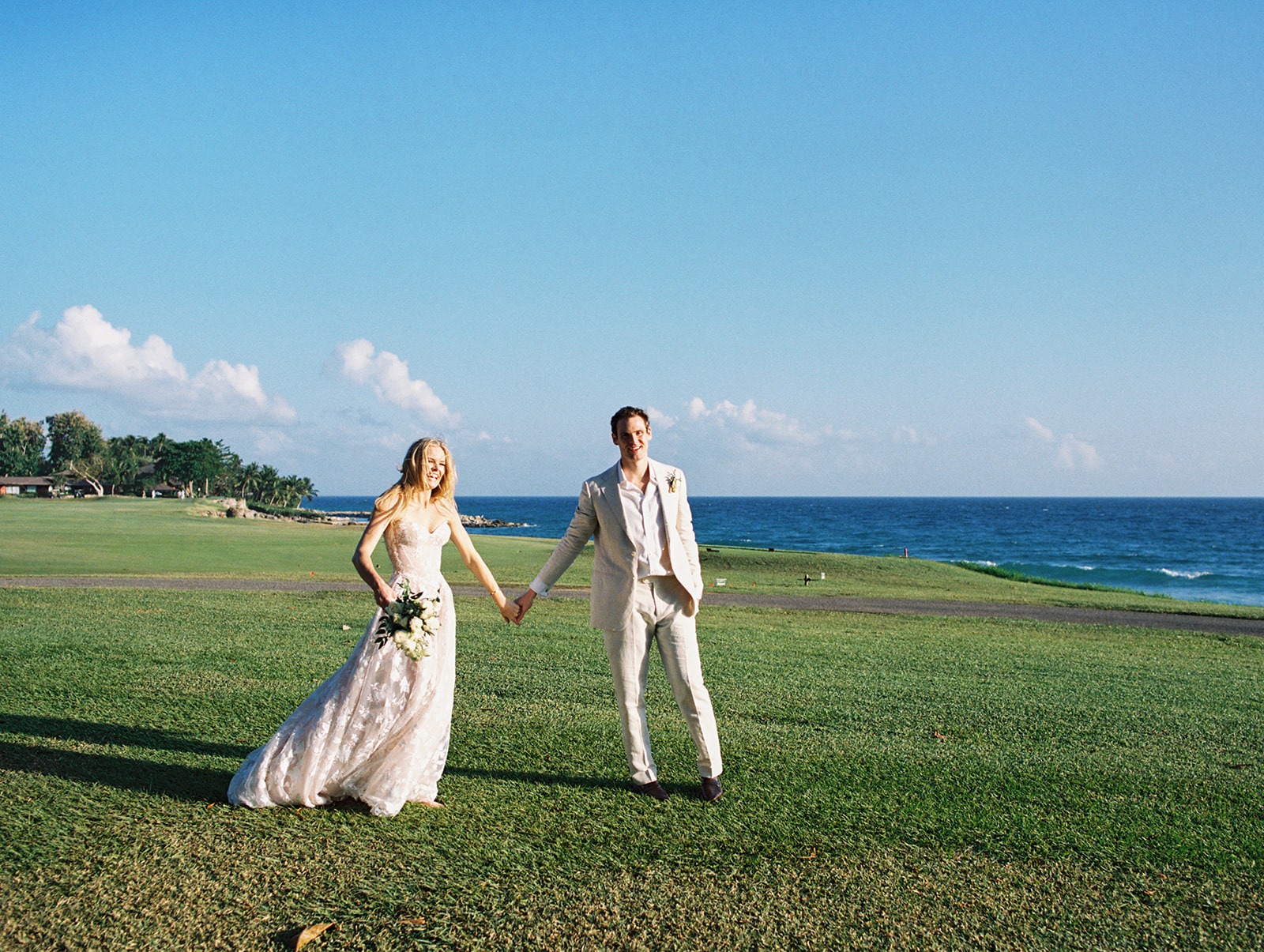 Newlyweds oceanfront portrait, Lauren & August's Casa de Campo wedding, Dominican Republic
