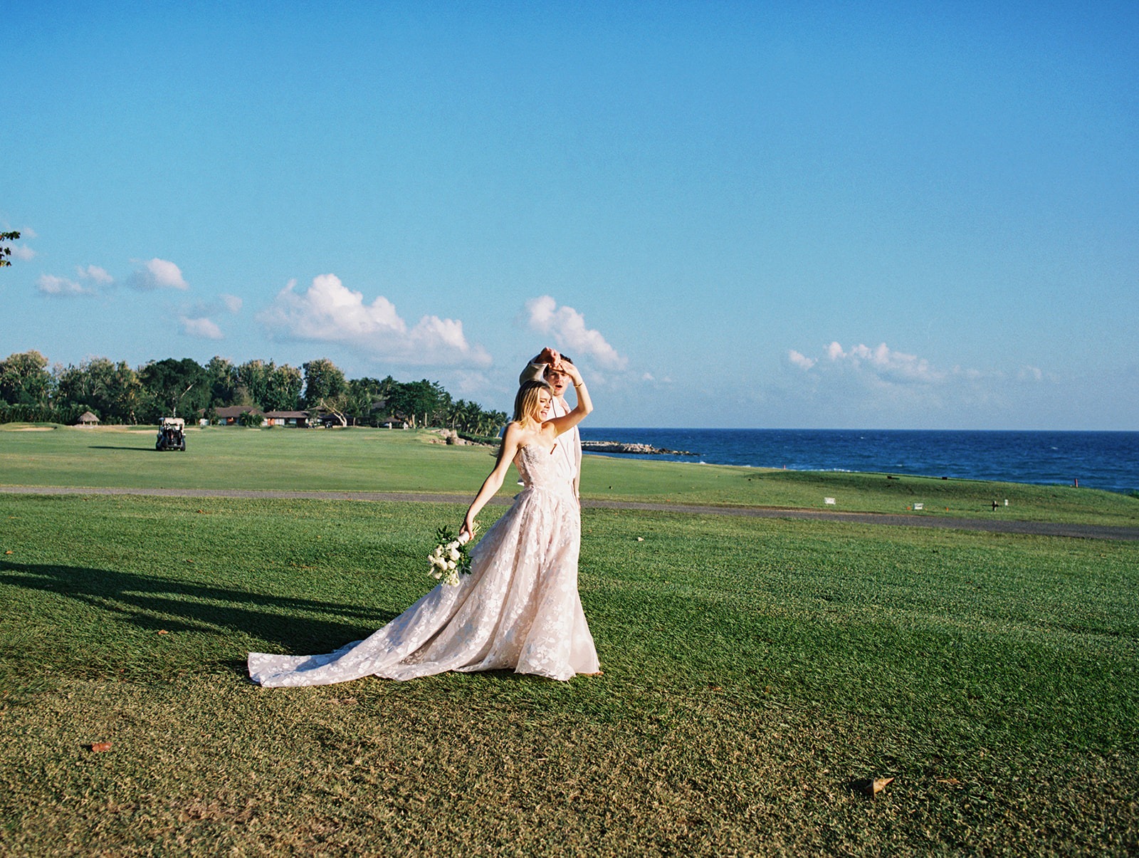 Bride oceanfront portrait, Lauren & August's Casa de Campo wedding, Dominican Republic