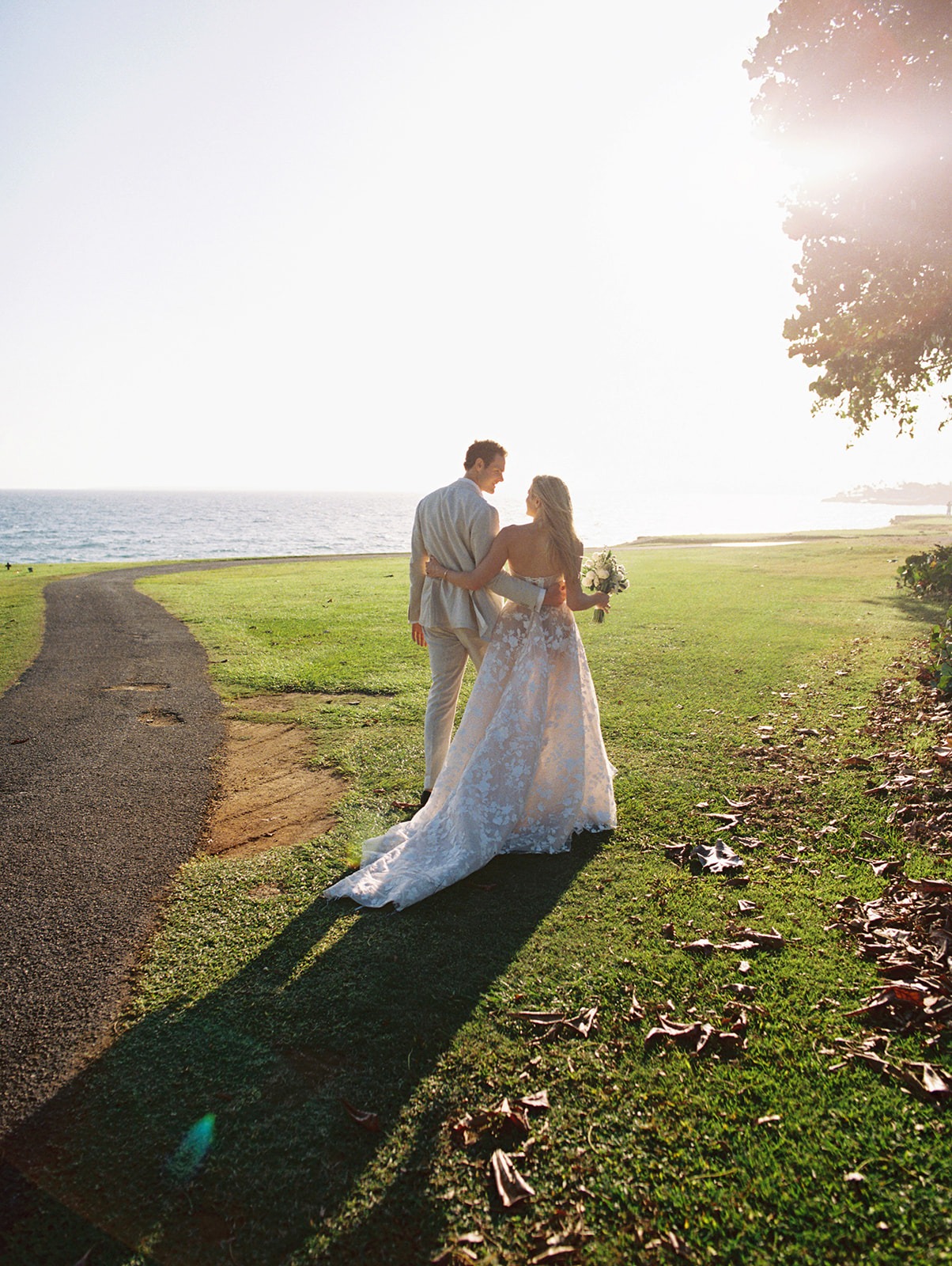 Newlyweds sunset oceanfront portrait, Lauren & August's Casa de Campo wedding, Dominican Republic