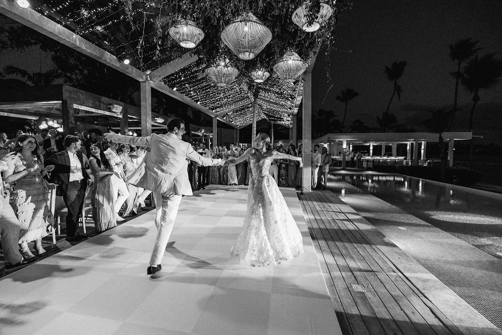 Newlywed first dance black and white, Lauren & August's Casa de Campo wedding, Dominican Republic
