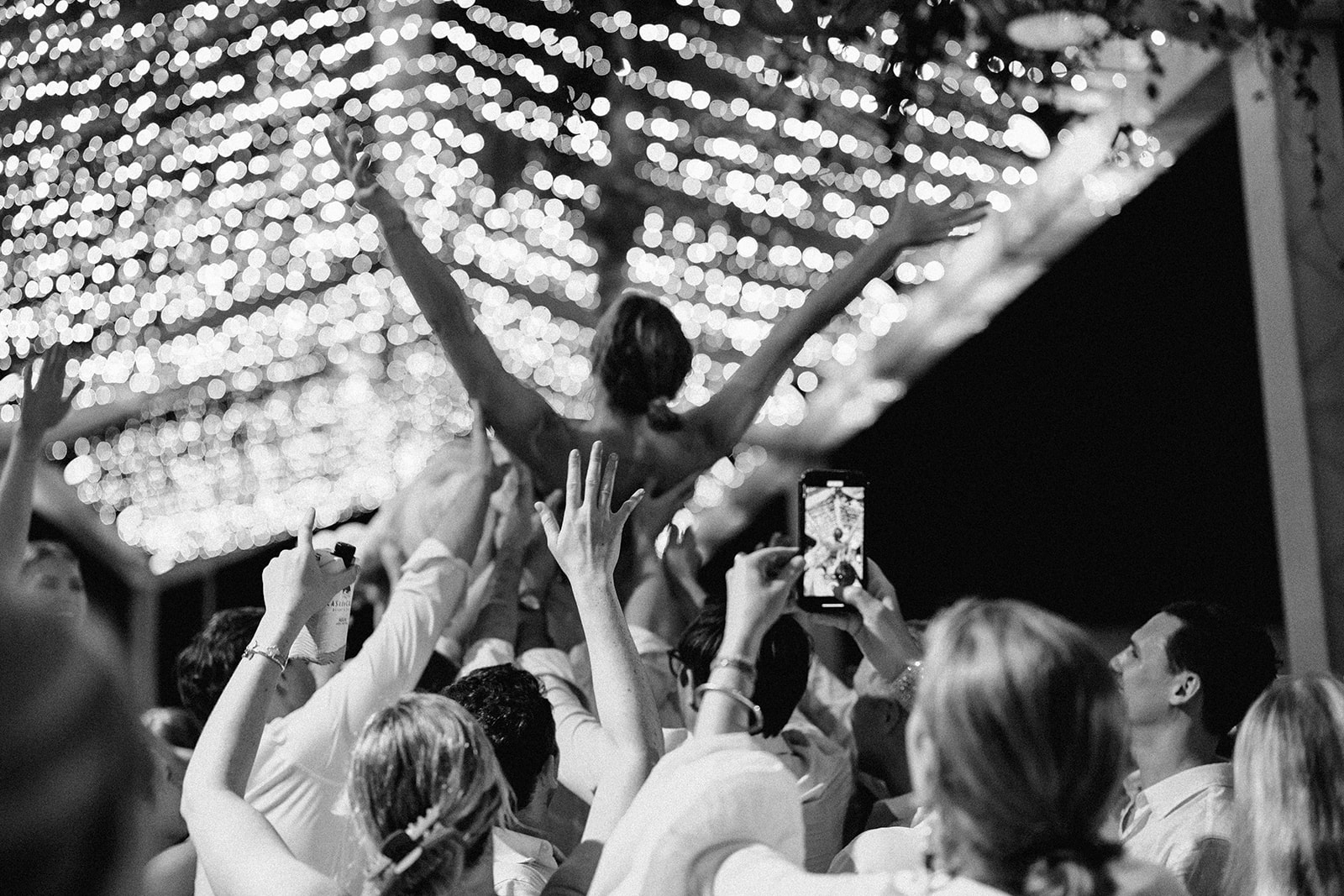 Dance floor celebration black and white, Lauren & August's Casa de Campo wedding, Dominican Republic