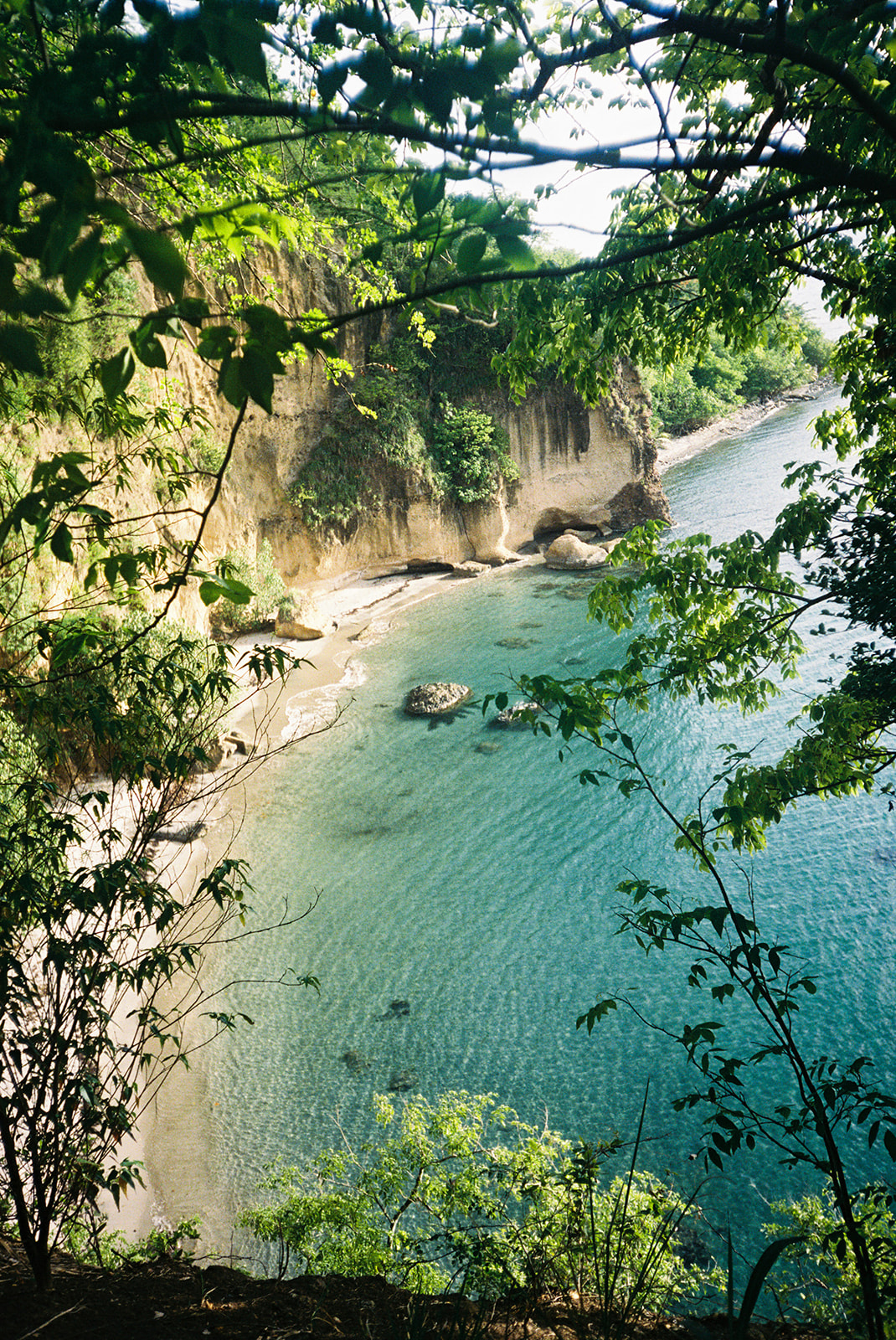 Aerial view of the coastline near Secret Bay, Portsmouth, Dominica