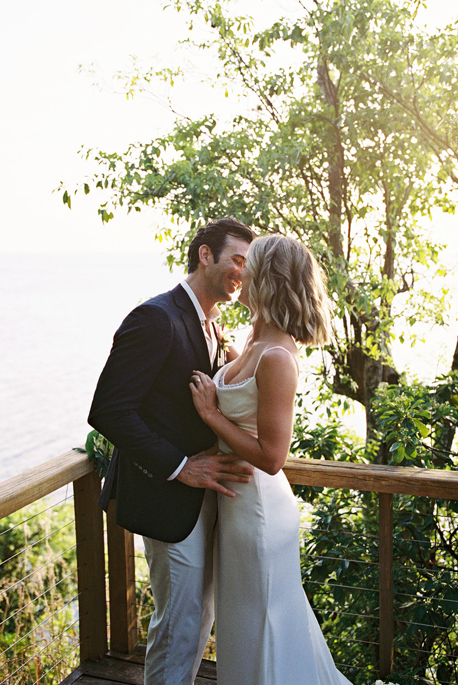 Aaron embracing Elizabeth just after their first kiss