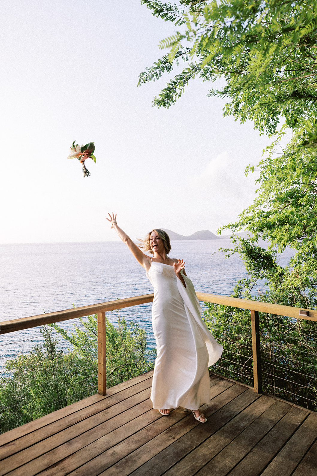 The bouquet mid-toss