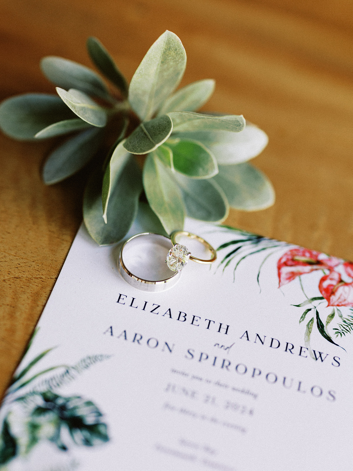 Rings and greenery detail